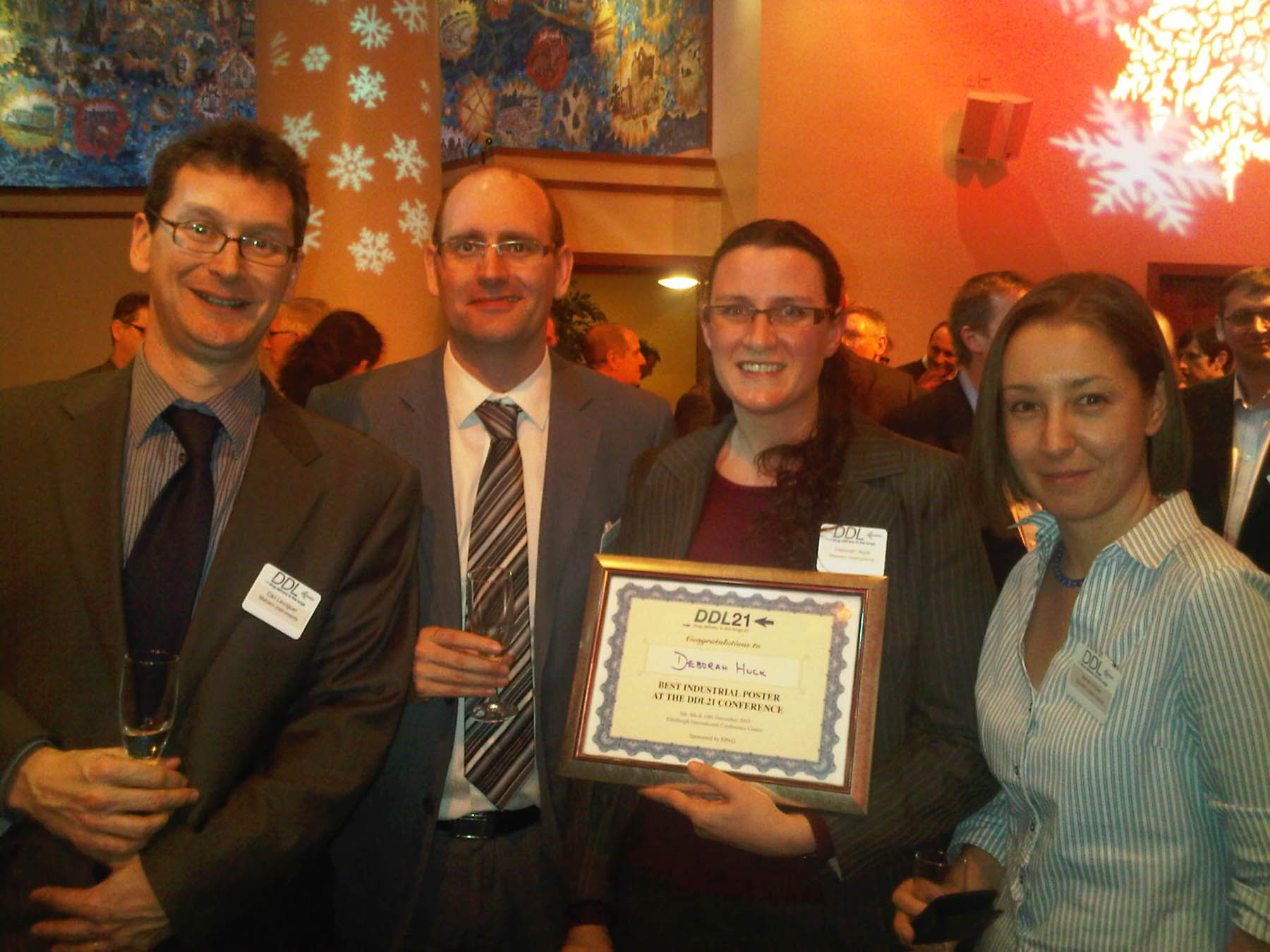 Malvern team receives DDL Industry Poster Award (from left: Carl Levoguer, Andrew France, Deborah Huck, Anne Virden).